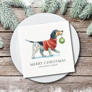 Serviette En Papier Aquarelle de chien moderne Noël