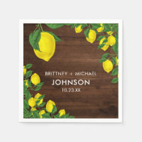 Aquarelle de citron jaune Couple Mariage Bois rust