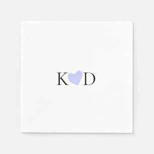 Serviette En Papier Aquarelle de coeur violet pastel nom lettre du cou