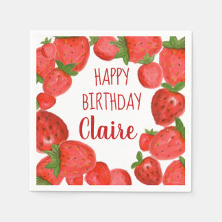 Serviette En Papier Aquarelle de fraise