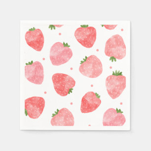 Serviette En Papier Aquarelle de fraise   Serviettes de fraises