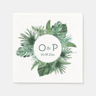 Serviette En Papier Aquarelle de la jungle feuilles tropicaux verts