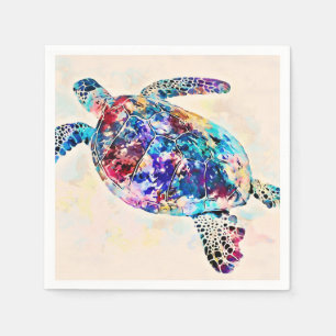 Serviette En Papier Aquarelle de la tortue de mer d'Hawaï