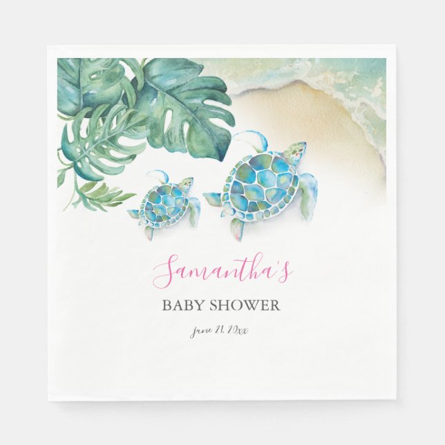 Serviette En Papier Aquarelle de la tortue de mer tropicale (Devant)