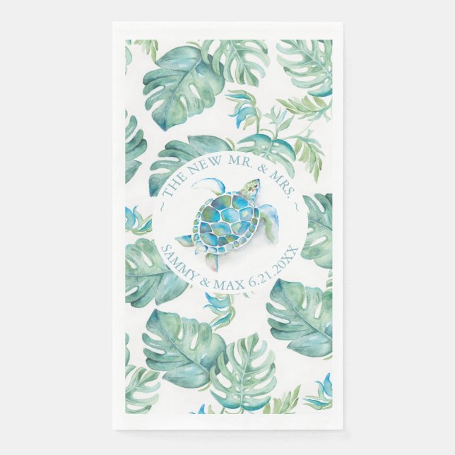Serviette En Papier Aquarelle de la tortue de mer tropicale (Devant)