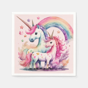 Serviette En Papier aquarelle de licorne