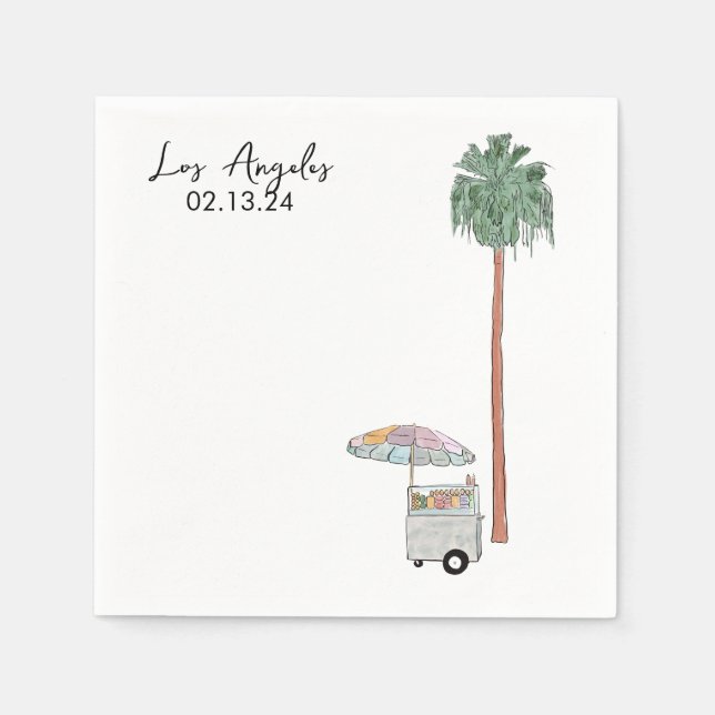 Serviette En Papier Aquarelle de Los Angeles (Devant)