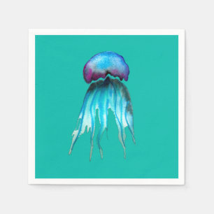 Serviette En Papier Aquarelle de méduse colorée moderne aquatique mo