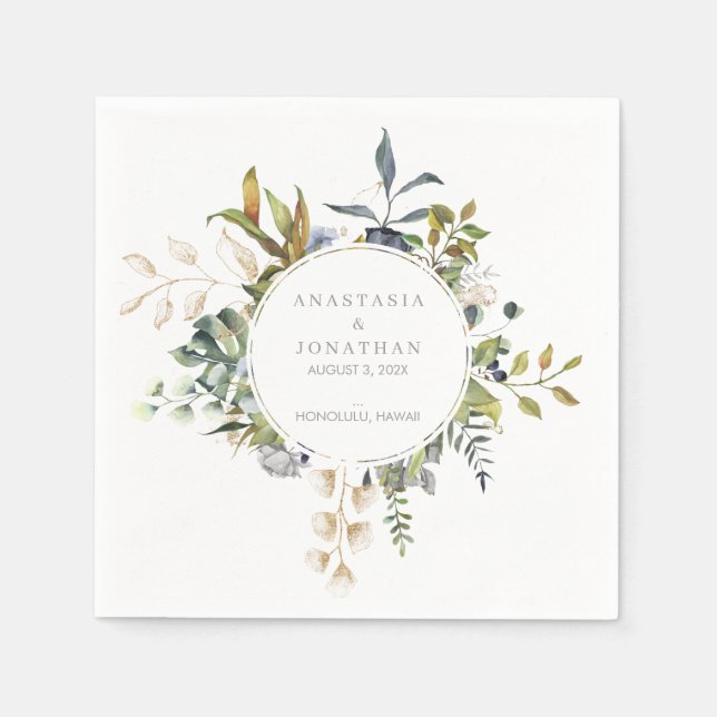 Serviette En Papier Aquarelle de mélange tropical (Devant)