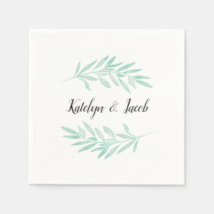 Serviette En Papier Aquarelle de menthe Vert feuillage Mariage personn