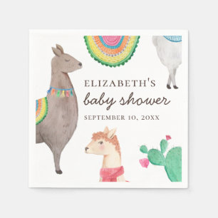 Serviette En Papier Aquarelle de mignonette lama. Baby shower amusant 