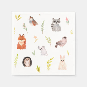 Serviette En Papier Aquarelle de mignons animaux
