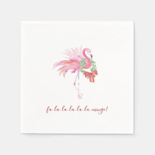 Serviette En Papier Aquarelle de Noël Flamant rose rose tropical