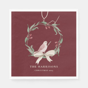 Serviette En Papier Aquarelle de Noël Wreath personnalisée