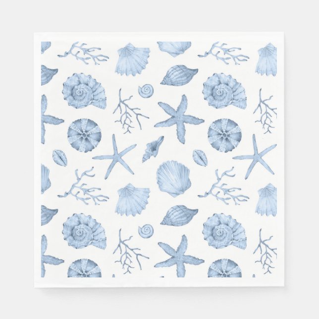 Serviette En Papier Aquarelle des coques bleues (Devant)