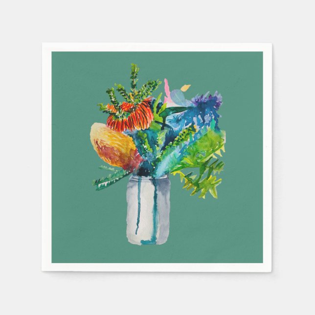 Serviette En Papier Aquarelle des fleurs australiennes (Devant)