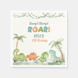 Serviette En Papier Aquarelle Dinosaur Anniversaire