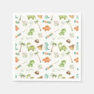 Serviette En Papier Aquarelle Dinosaur Anniversaire