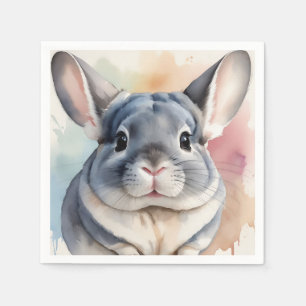 Serviette En Papier Aquarelle douce Chinchilla Portrait