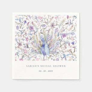 Serviette En Papier Aquarelle douce et classique Peacock Flora Fête de