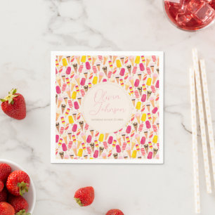 Serviette En Papier Aquarelle douce été crème glacée