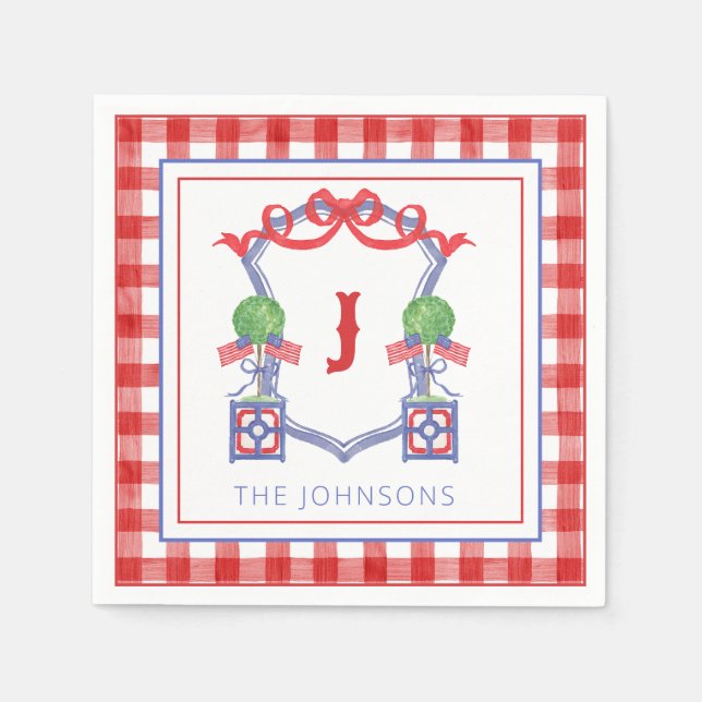 Serviette En Papier Aquarelle Drapeau américain patriotique Topiotique (Devant)