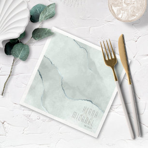 Serviette En Papier Aquarelle Dreamy Mariage Abstrait Vert/Bl ID817