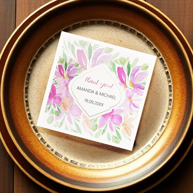 Serviette En Papier Aquarelle du pays moderne Boho Lilac Floral (Créateur téléchargé)