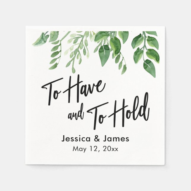 Serviette En Papier Aquarelle Écriture De Verdure À Avoir Et À Tenir (Devant)