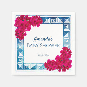 Serviette En Papier Aquarelle Elégance Grecienne + Baby shower rose