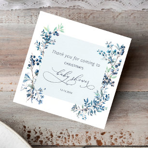 Serviette En Papier Aquarelle Elegant Blueberries Baby shower serviett