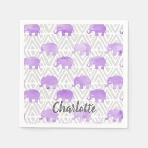 Serviette En Papier Aquarelle Elephant Shibori Primitive Chevron