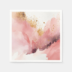 Serviette En Papier Aquarelle en marbre rose et or