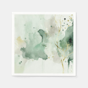 Serviette En Papier Aquarelle en marbre vert et or