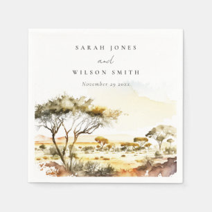 Serviette En Papier Aquarelle en terre bouillie Mariage paysager afric