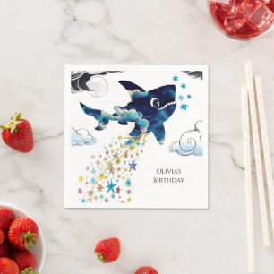 Serviette En Papier Aquarelle Enchantée Requin profond Anniversaire