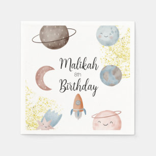 Serviette En Papier Aquarelle Espace fête d'anniversaire pour garçon o