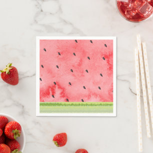 Serviette En Papier Aquarelle Été UN dans une pastèque rouge melon