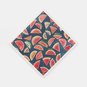 Serviette En Papier Aquarelle été Watermelon Slices Patten