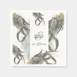 Serviette En Papier Aquarelle Eucalyptus Feuille Mariage vert