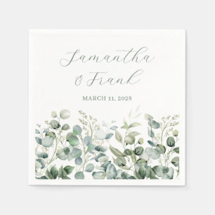 Serviette En Papier Aquarelle Eucalyptus Mariage frontalier