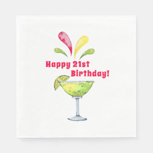 Serviette En Papier Aquarelle festive Margarita   21e anniversaire
