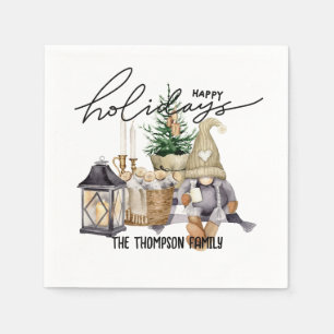 Serviette En Papier Aquarelle festive moderne Santa Claus Blanc