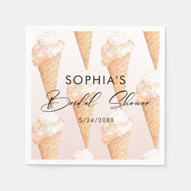 Serviette En Papier Aquarelle Fête des mariées de glace rose (Devant)