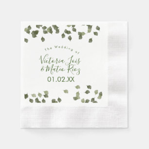 Serviette En Papier Aquarelle Feuille verte Mariage de automne d'autom