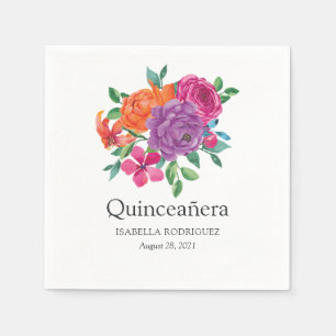 Serviette En Papier Aquarelle Fiesta Quinceañera