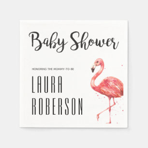Serviette En Papier Aquarelle Flamant rose rose main Baby shower