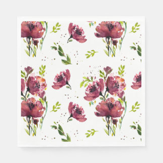 Serviette En Papier Aquarelle Fleur Papier Floral Napkins