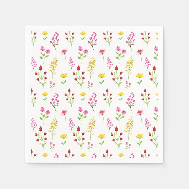 Serviette En Papier Aquarelle Fleur sauvage Anniversaire Motif Floral (Devant)