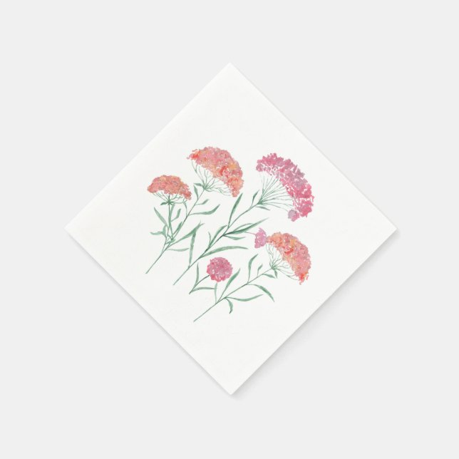 Serviette En Papier Aquarelle, fleurs. (Coin)